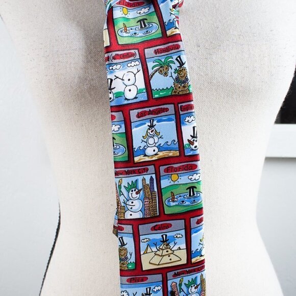 Men's Holiday Tie - Holiday - Snowmen - Snowman - Snowwoman - Picture 2 of 7